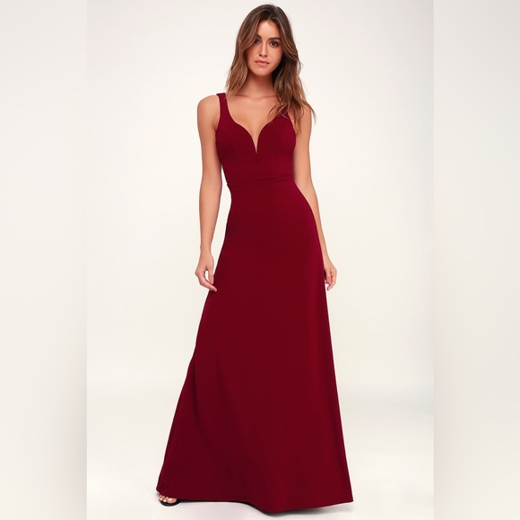 Lulus Dresses & Skirts - Lulus Glamour Than This Burgundy Maxi Dress sz S